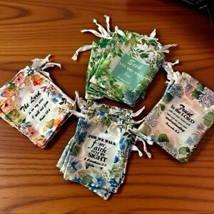 2 sets of 5x7” drawstring Christian scripture silky bags listing is for 8 bags